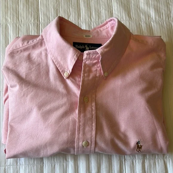 Ralph Lauren 17-34 Pink Preppy Casual Button Down Shirt - Picture 8 of 11